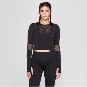JoyLab Long Sleeve Mesh Insert Crop Top